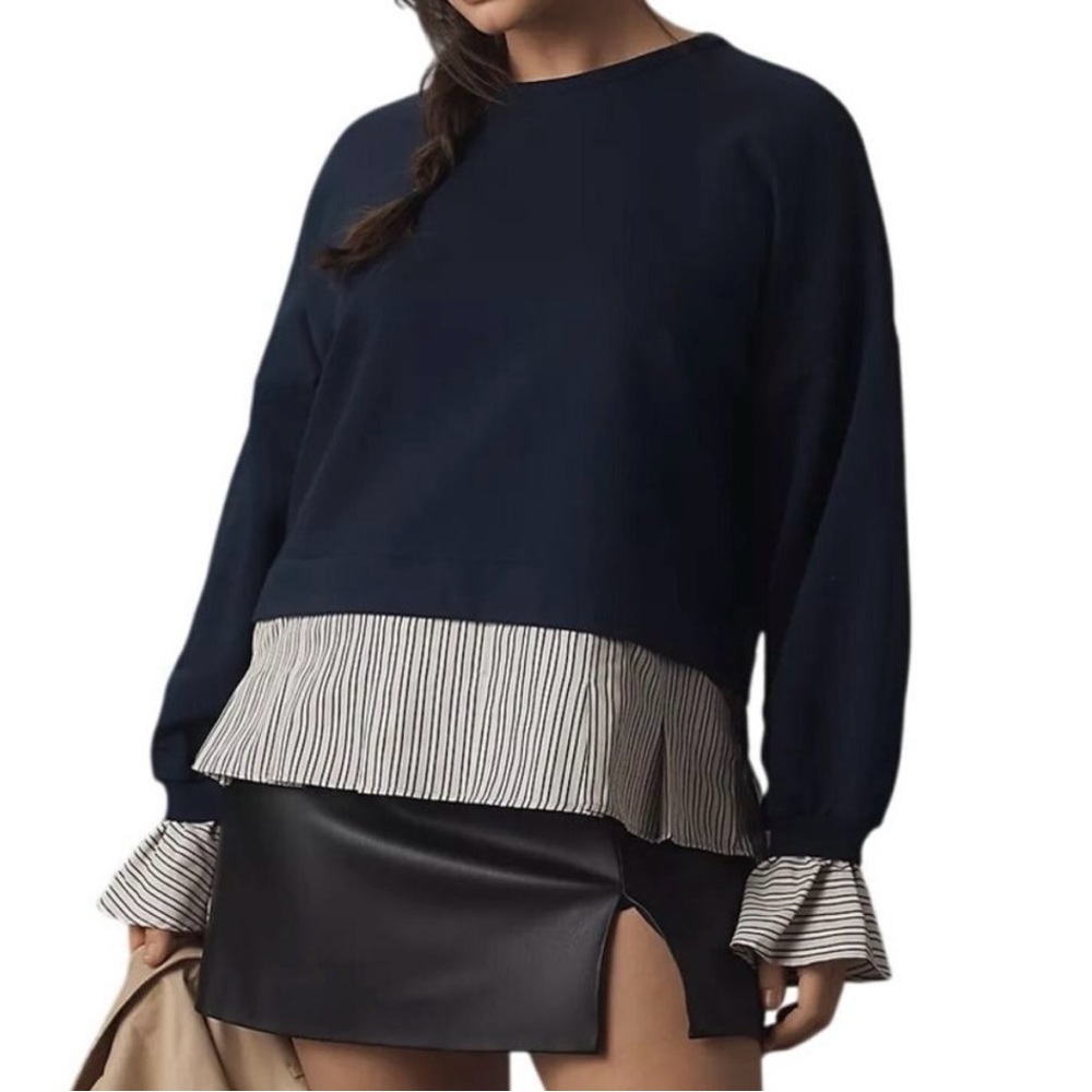 Maeve Deep Blue Crew Neck Top